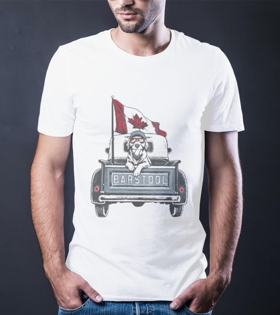 Barstool Truck Life Canadian Flag Dog T-Shirt