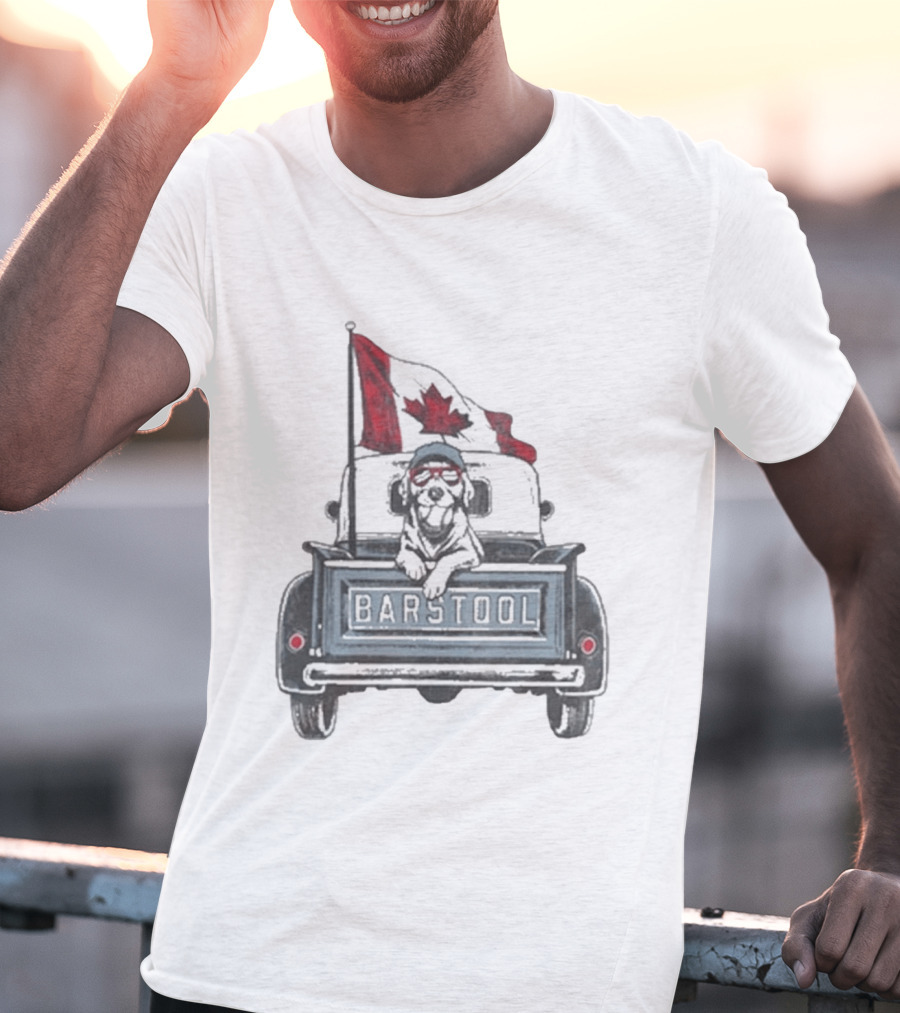Barstool Truck Life Canadian Flag Dog T-Shirt