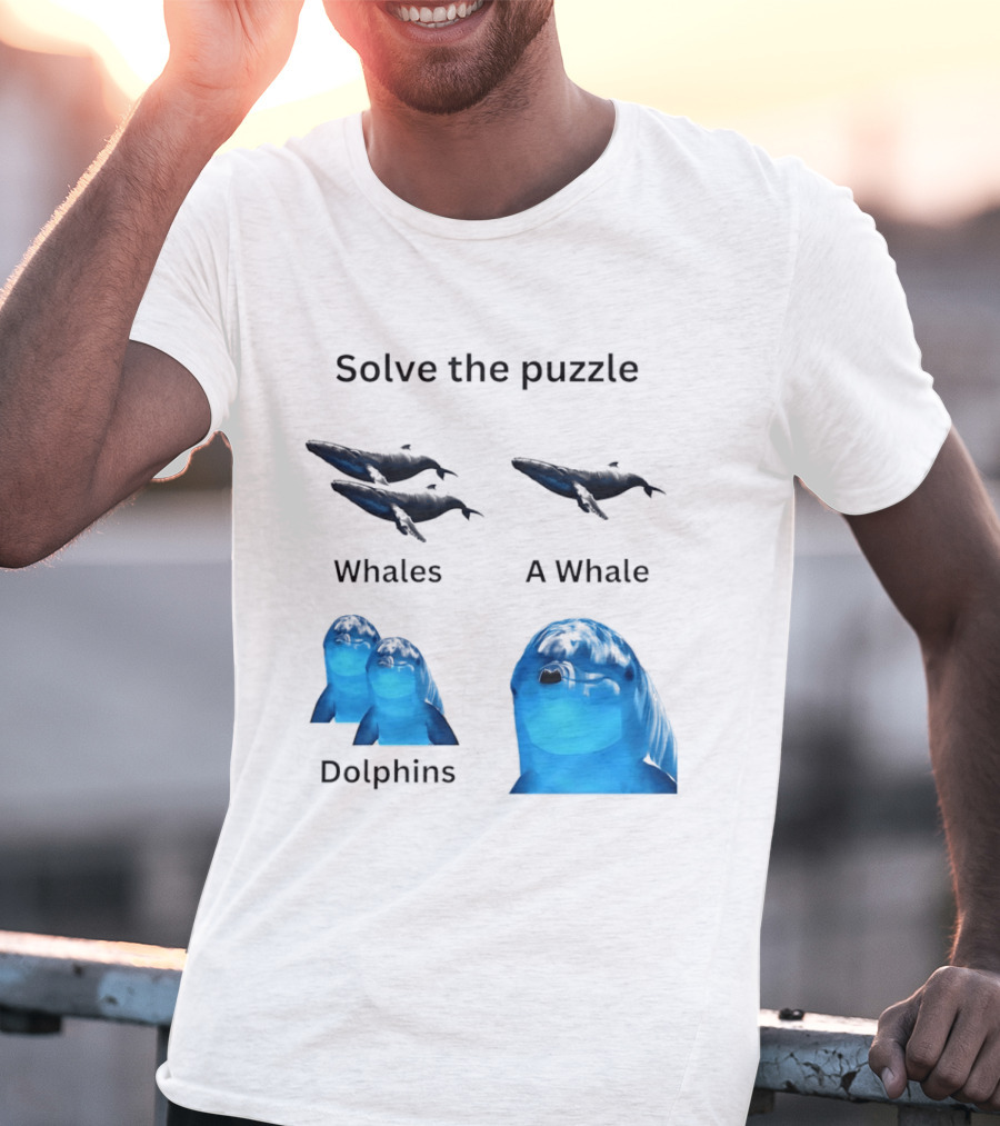 Solve The Puzzle Whales A Whale Dolphins Wordplay T-Shirt