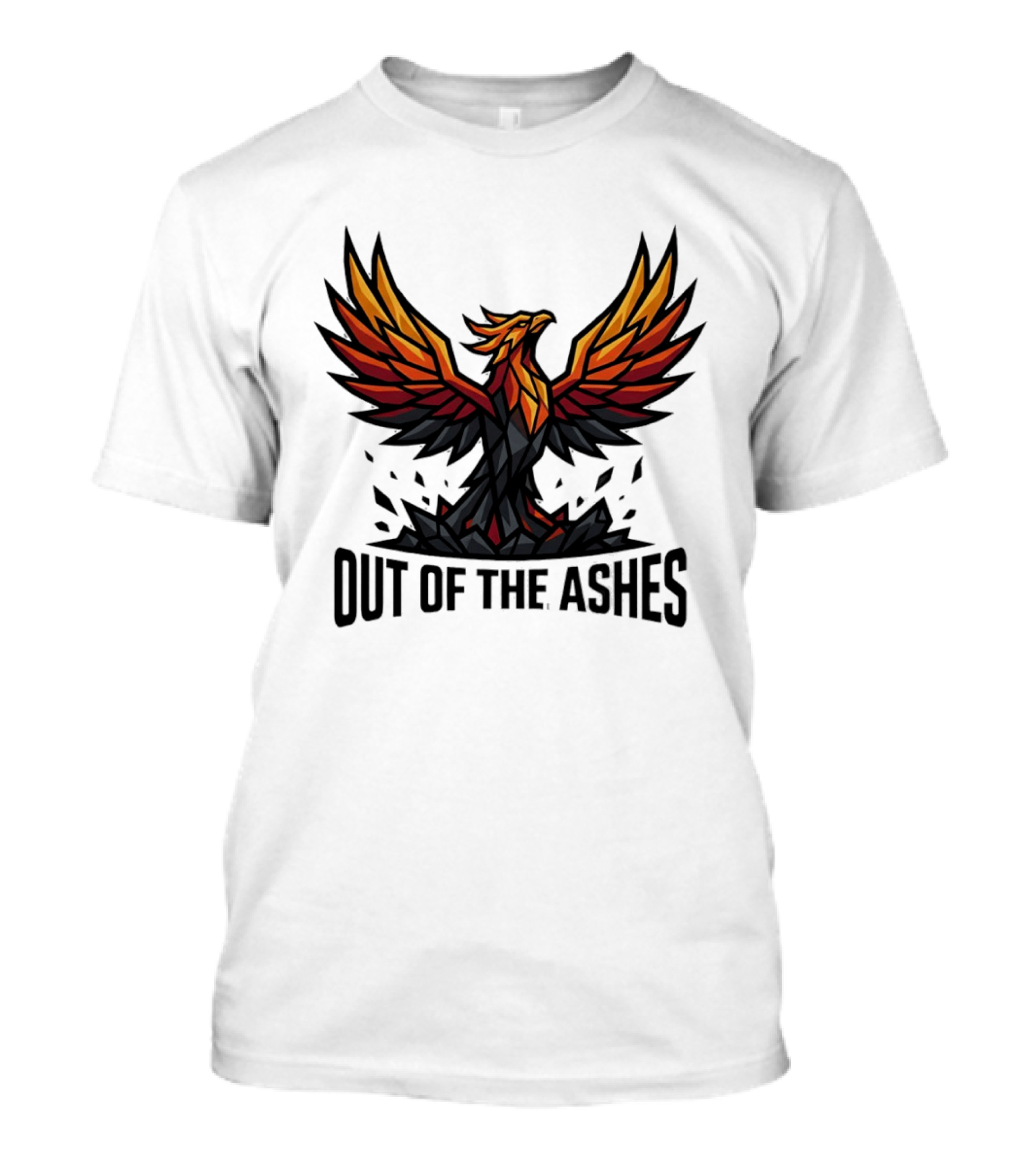 Phoenix Rising Out Of The Ashes Geometric Mythical Bird Fiery Wings T-Shirt