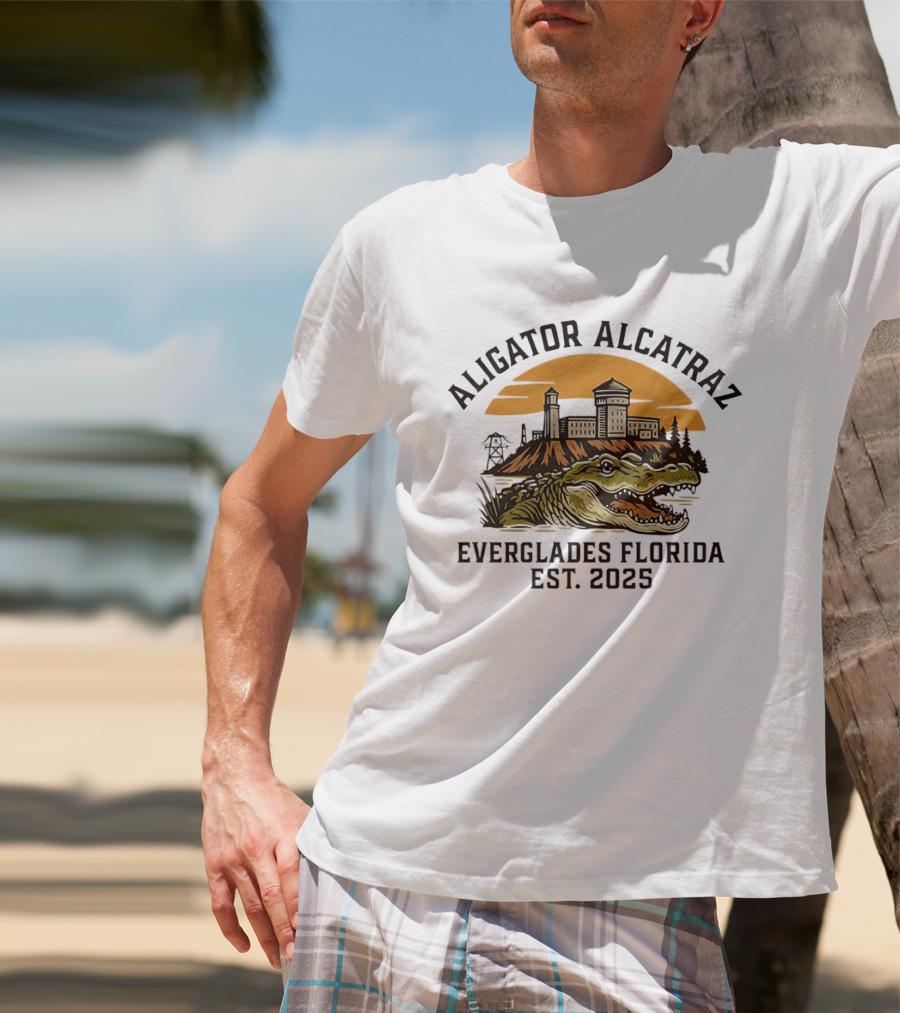 Aligator Alcatraz Everglades Florida Est 2025 T-Shirt