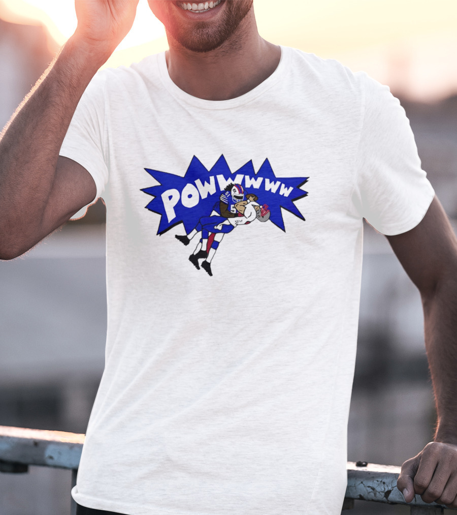 POWWWWW Buffalo Bills Football Tackle Action T-Shirt
