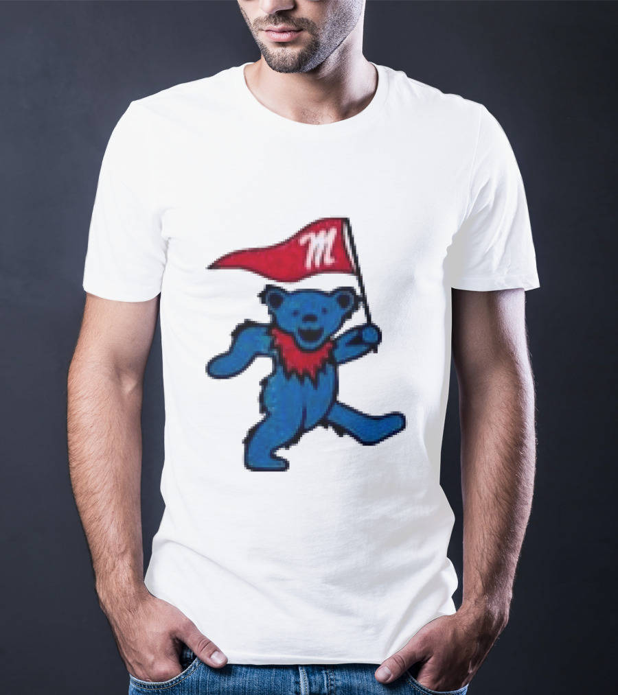 Grateful Dead Ole Miss Rebels Bears M Flag T-Shirt