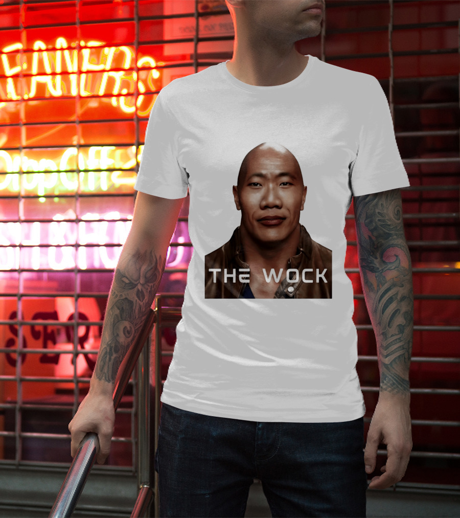 The Wock Parody Face Mashup The Rock And Wok T-Shirt