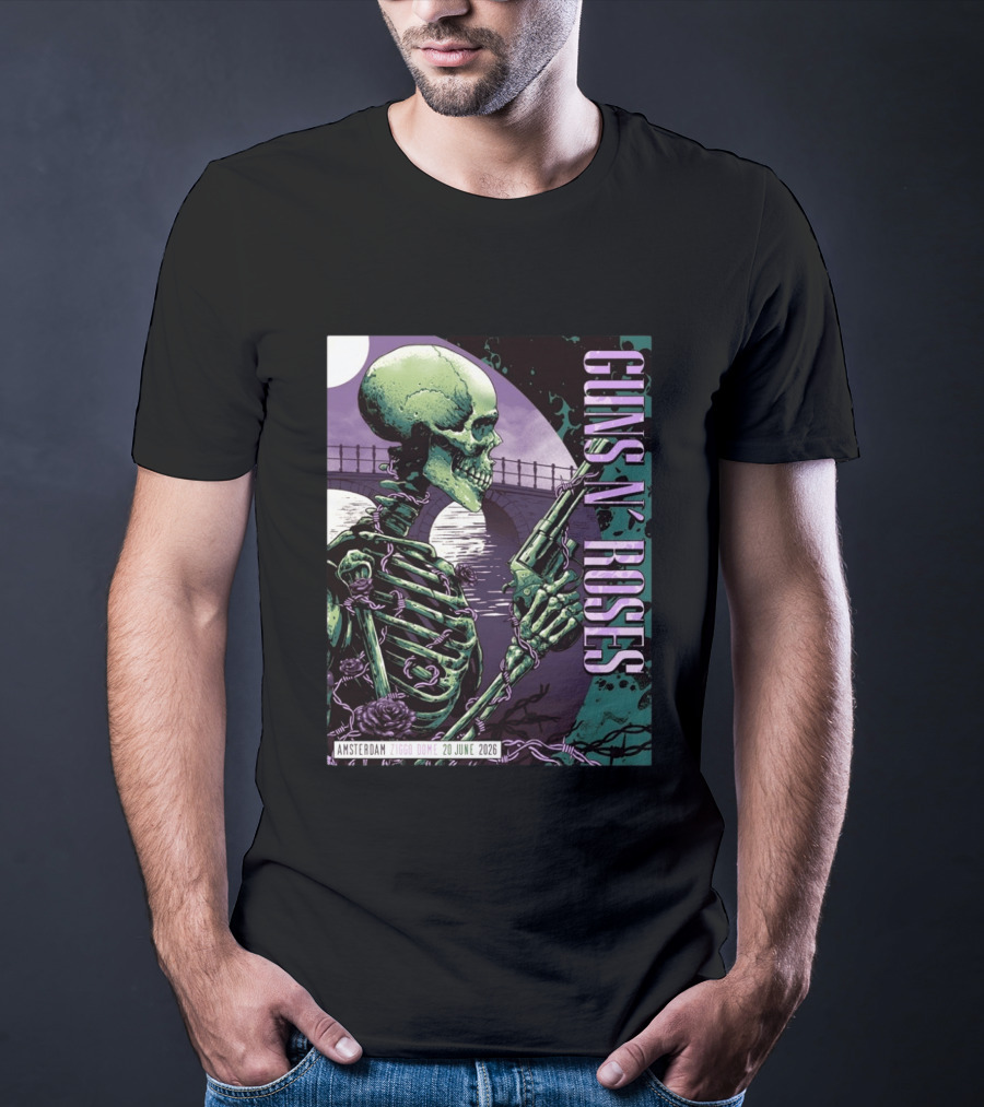 Guns N Roses Amsterdam Ziggo Dome 20 June 2026 Skeleton Bridge T-Shirt
