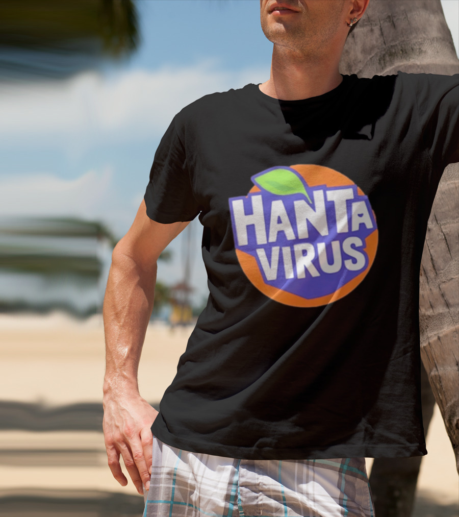 Hanta Virus Fanta Orange Circle With Green Leaf T-Shirt