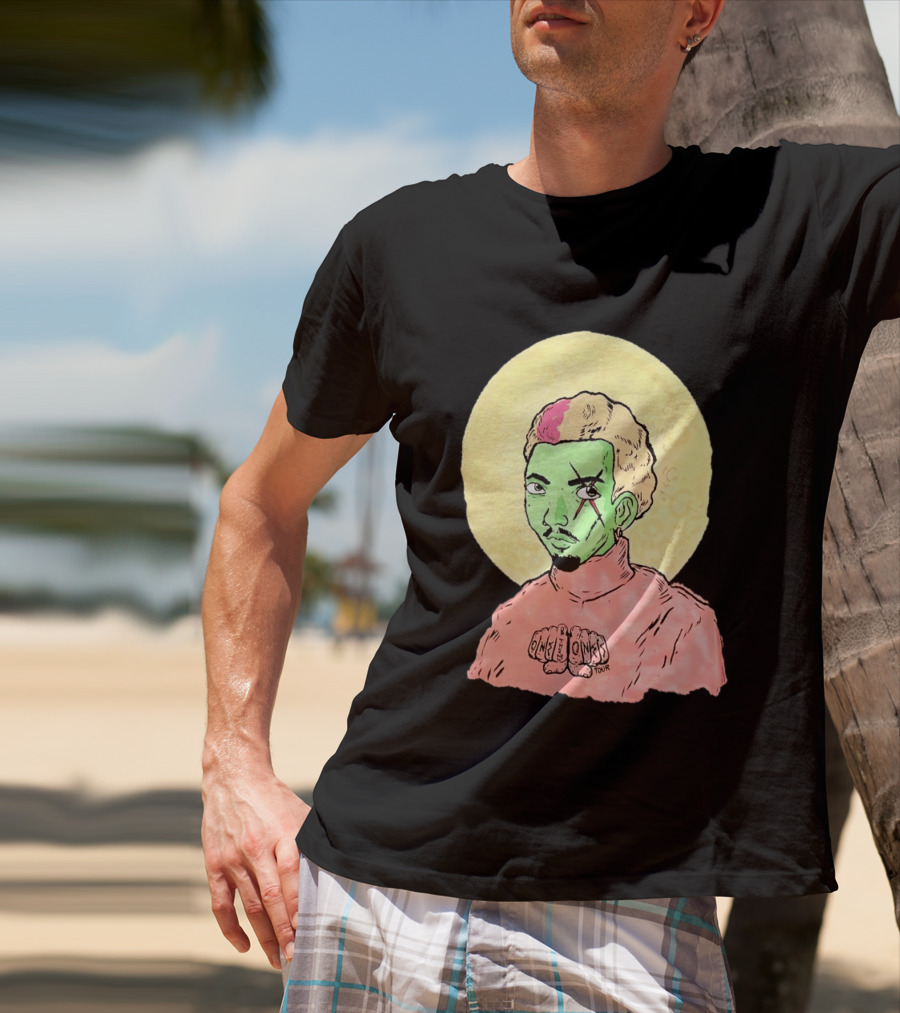 Chris Brown One Of Them Ones Tour 2026 Green Face Pink Hair Halo T-Shirt