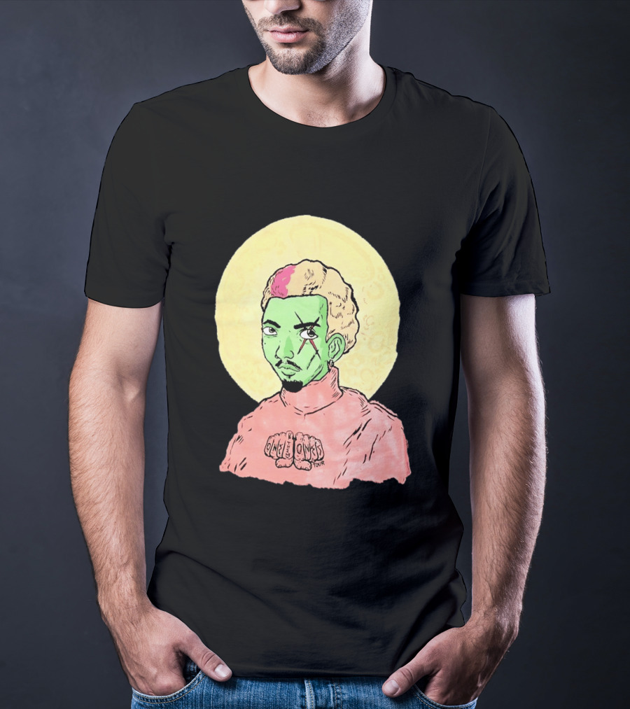 Chris Brown One Of Them Ones Tour 2026 Green Face Pink Hair Halo T-Shirt