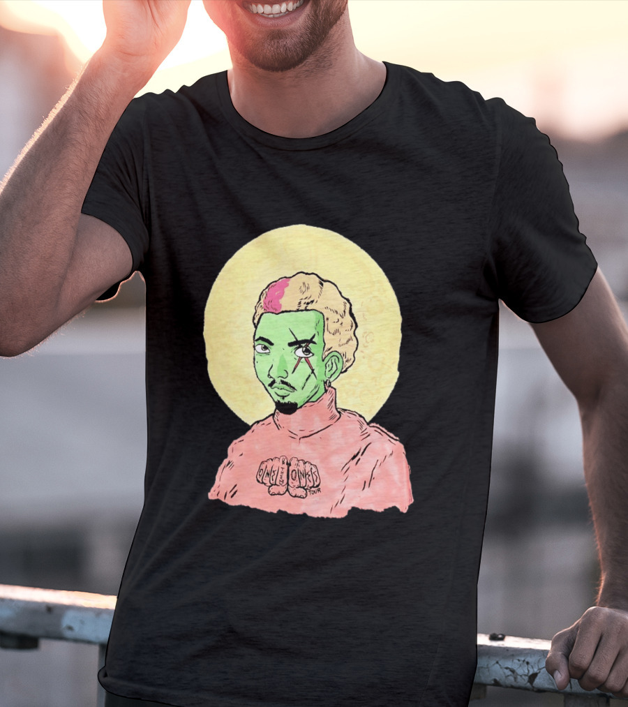 Chris Brown One Of Them Ones Tour 2026 Green Face Pink Hair Halo T-Shirt
