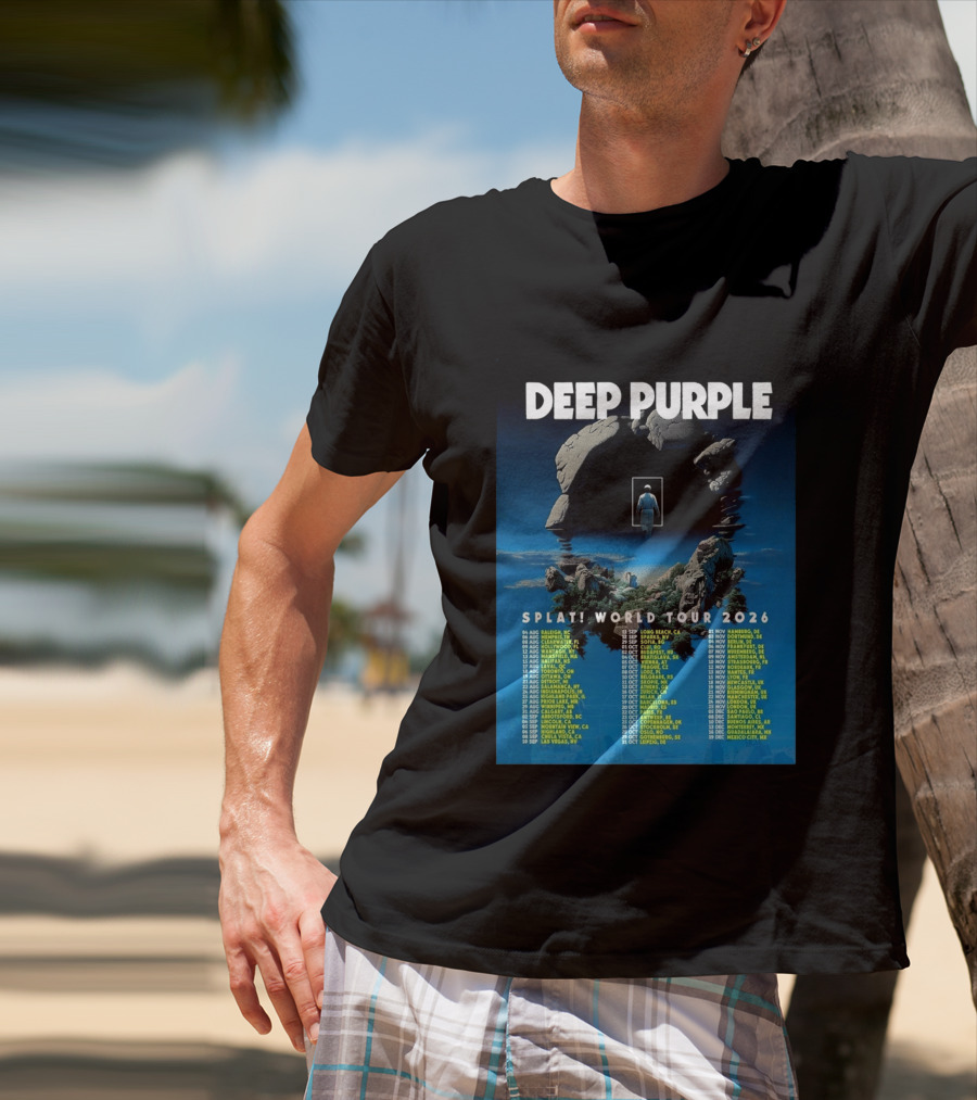 Deep Purple Splat World Tour 2026 Schedule And Dates Raleigh To Mexico City T-Shirt