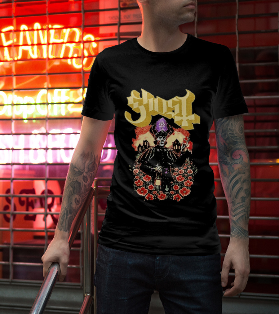 Ghost Band Summer 2026 Exclusive Peace Field Skeleton Priest And Floral T-Shirt