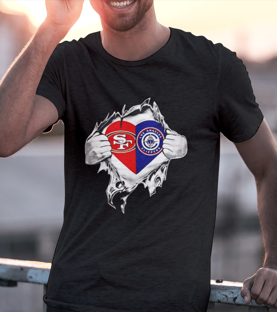 LA Clippers San Francisco 49ers Heart Scratch Dual T-Shirt