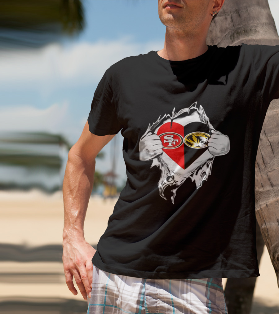 Missouri Tigers San Francisco 49ers Heart Logo Fan Passion T-Shirt