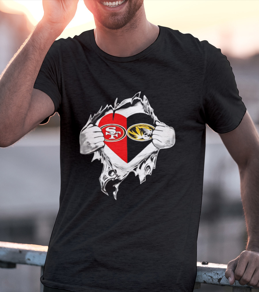 Missouri Tigers San Francisco 49ers Heart Logo Fan Passion T-Shirt