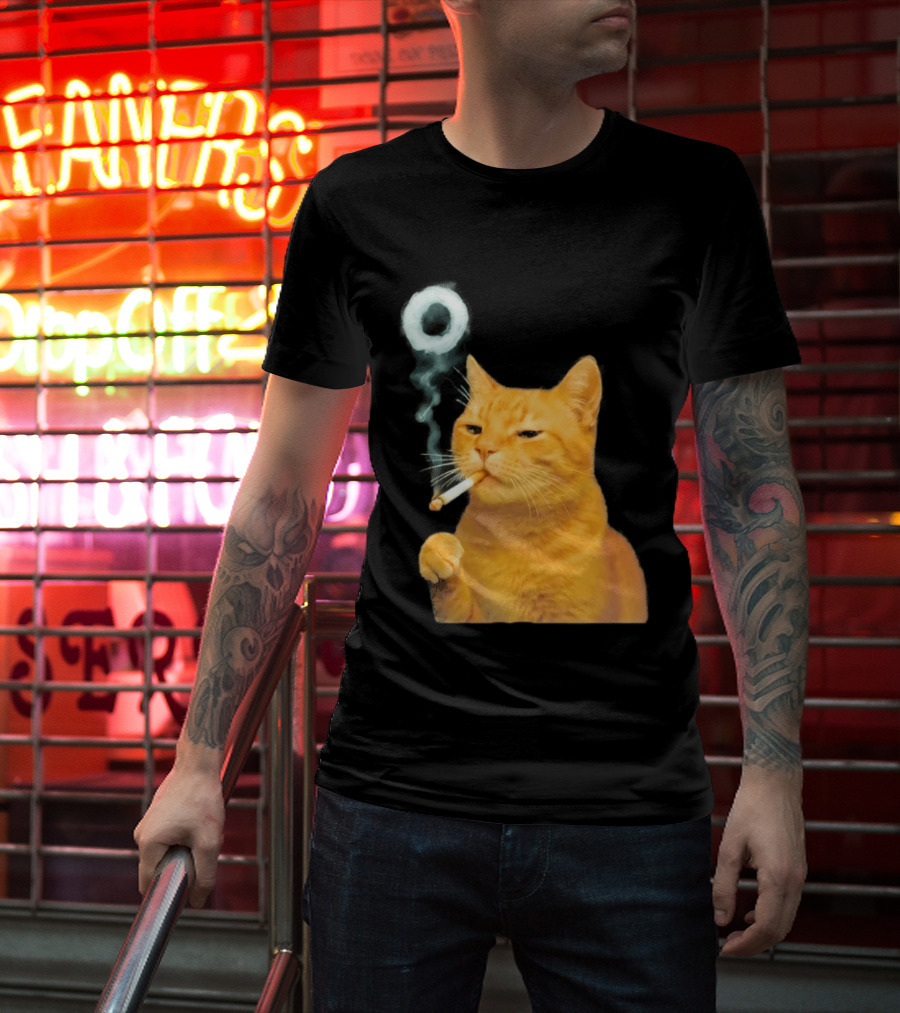 Smoking Cat With Cigarette And Smoke Ring T-Shirt