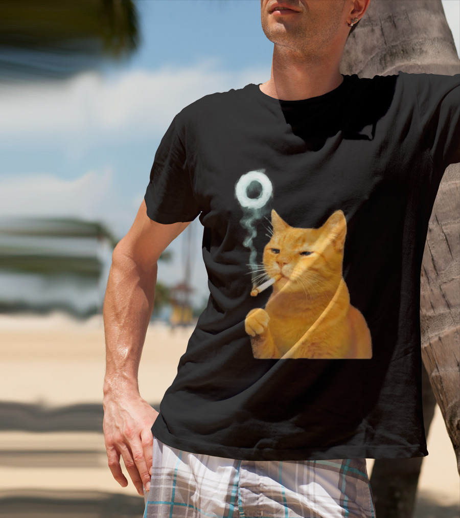 Smoking Cat With Cigarette And Smoke Ring T-Shirt