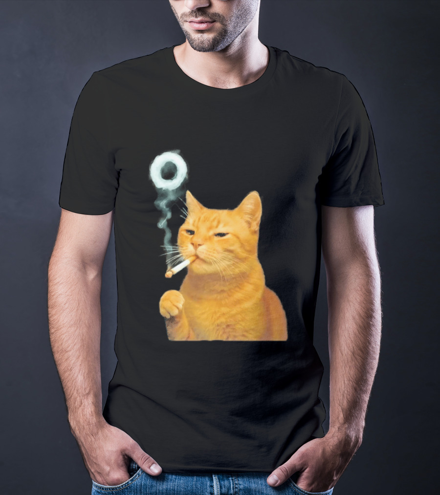 Smoking Cat With Cigarette And Smoke Ring T-Shirt