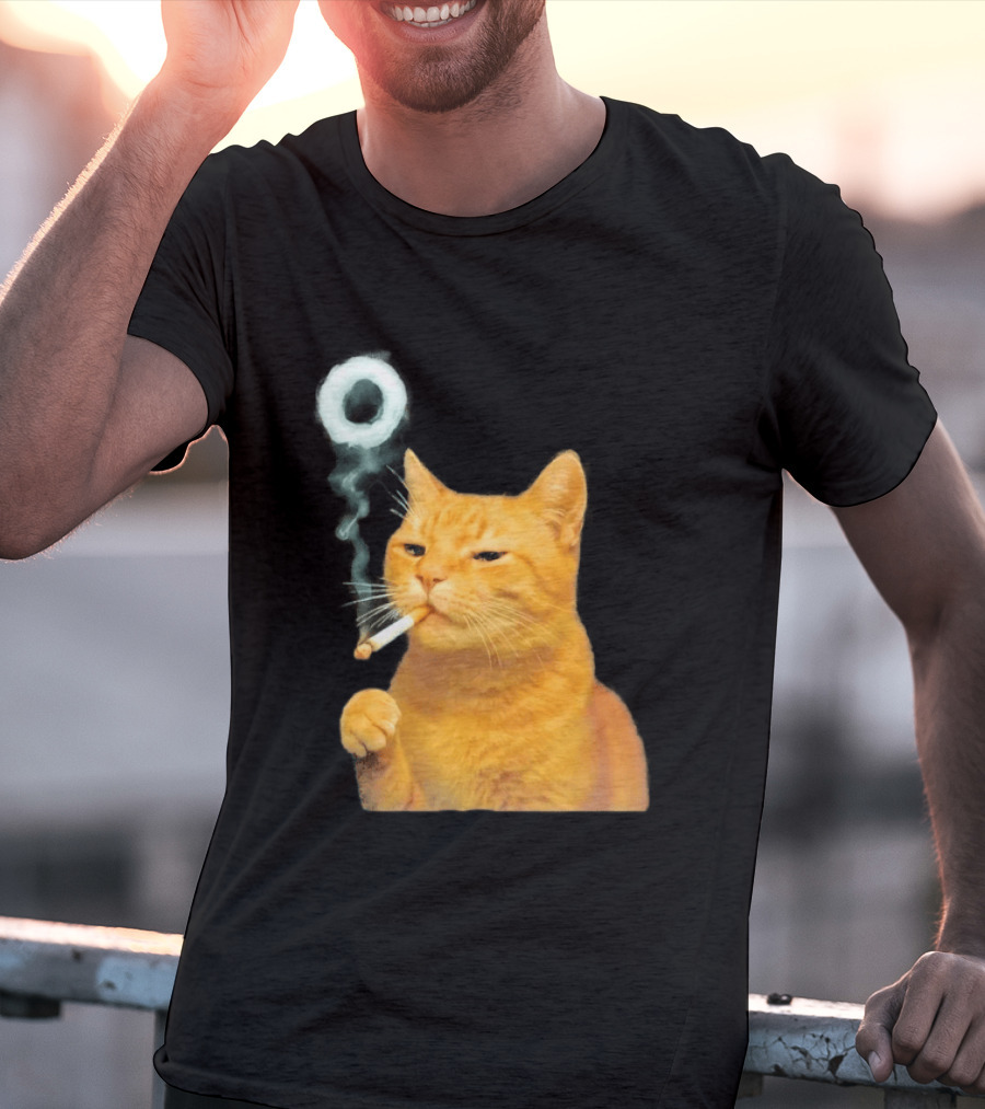 Smoking Cat With Cigarette And Smoke Ring T-Shirt