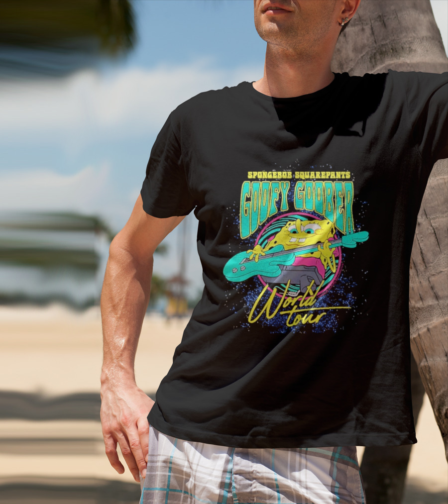 Sponge SquarePants Goofy Goober World Tour Rocking Out With Guitar T-Shirt