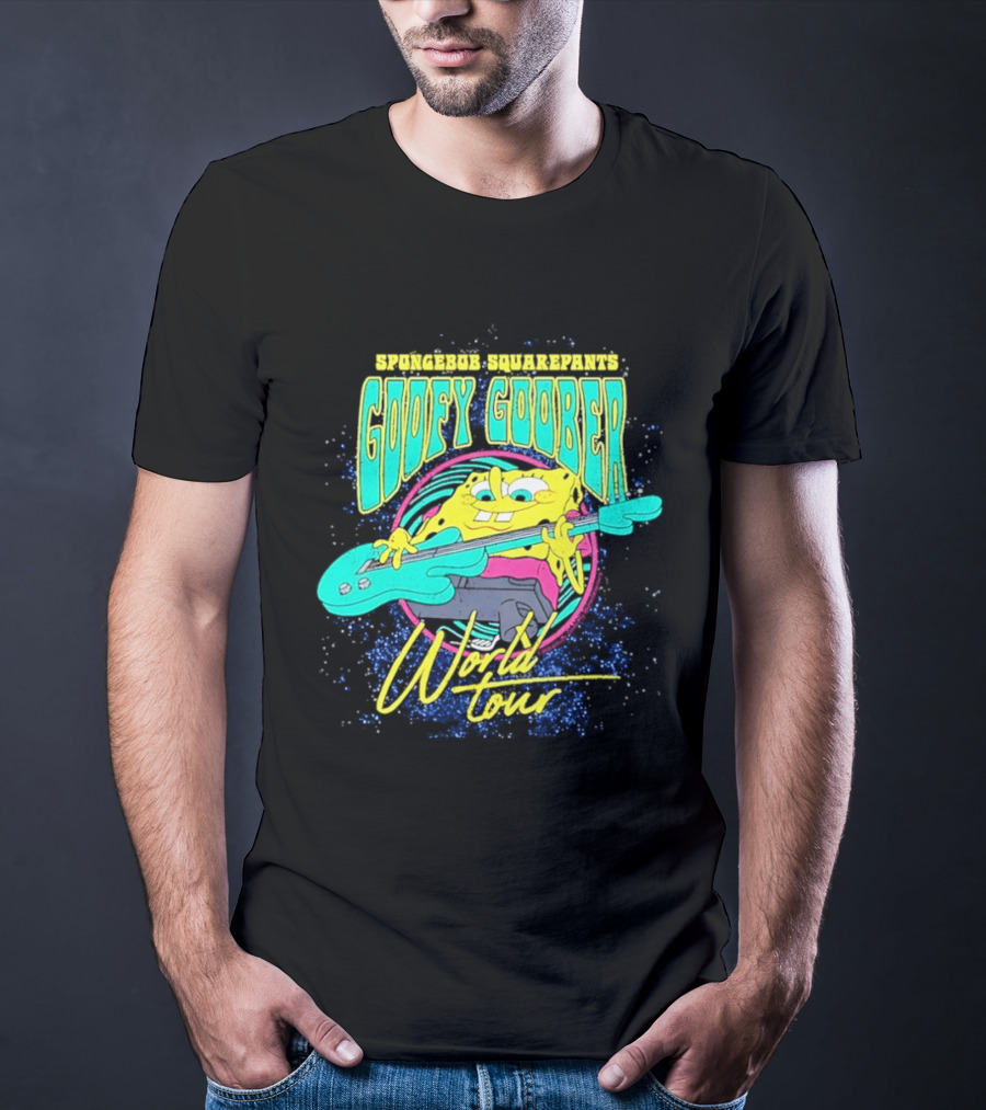 Sponge SquarePants Goofy Goober World Tour Rocking Out With Guitar T-Shirt