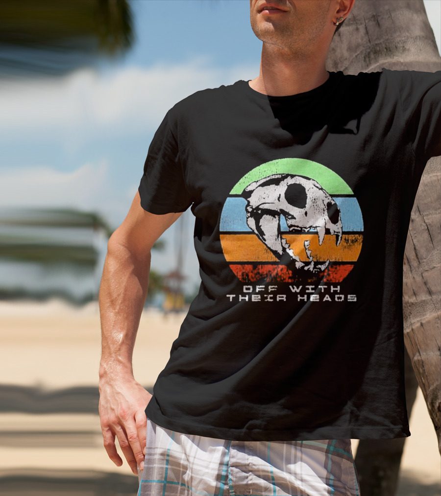 Off With Their Heads Skull Rainbow Stripes T-Shirt