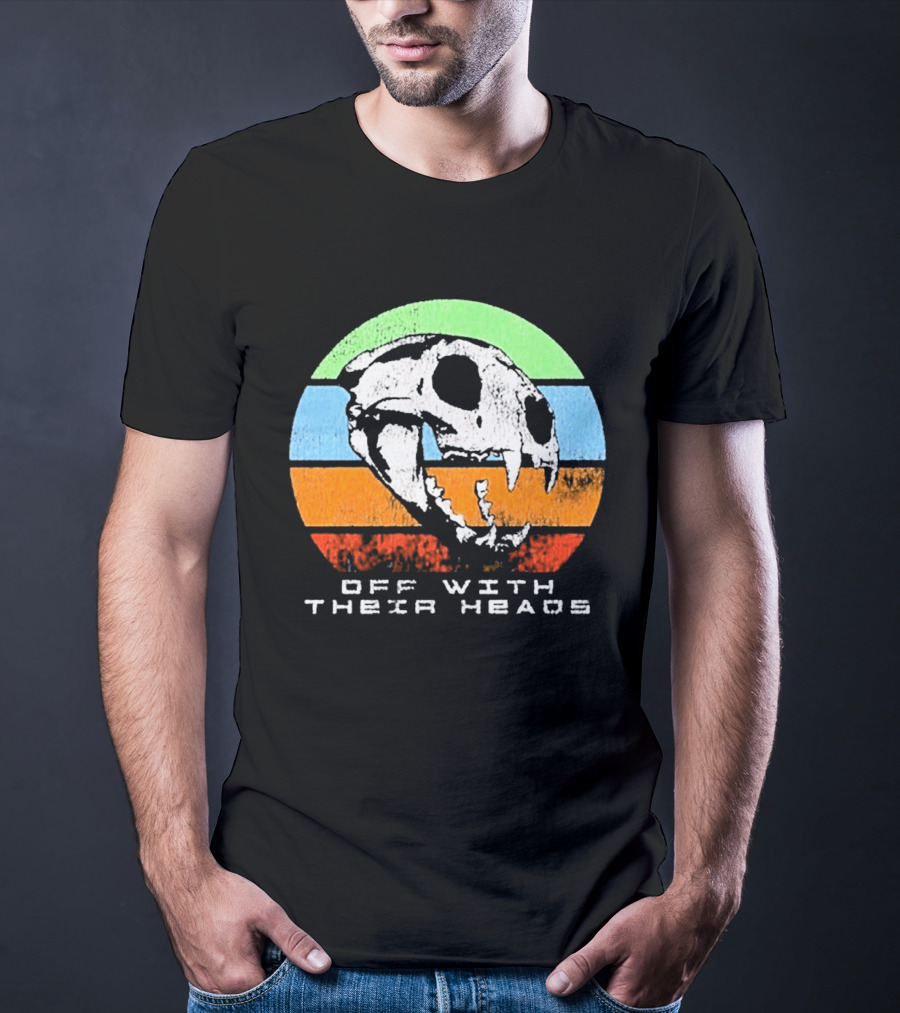 Off With Their Heads Skull Rainbow Stripes T-Shirt