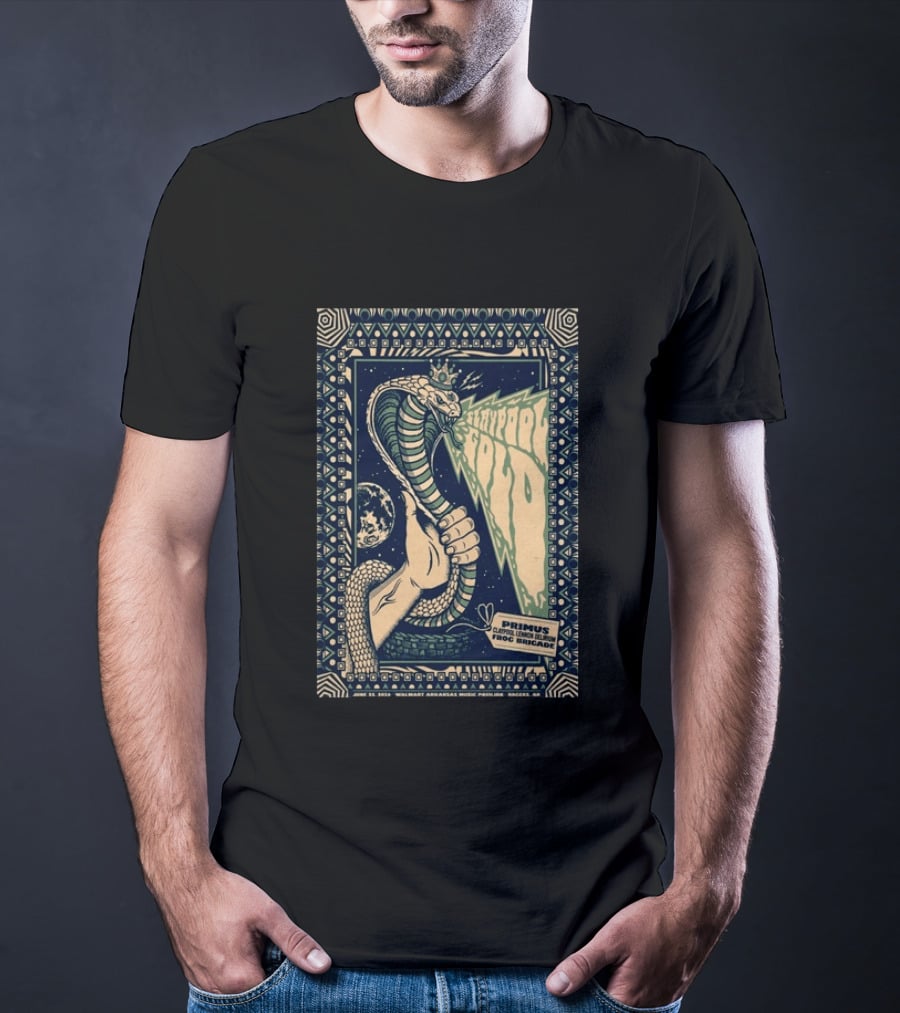 Primus June 17 2023 Walmart Arkansas Amphitheater Clapool Lennon Delirium Frog Brigade Concert Snake Earth T-Shirt