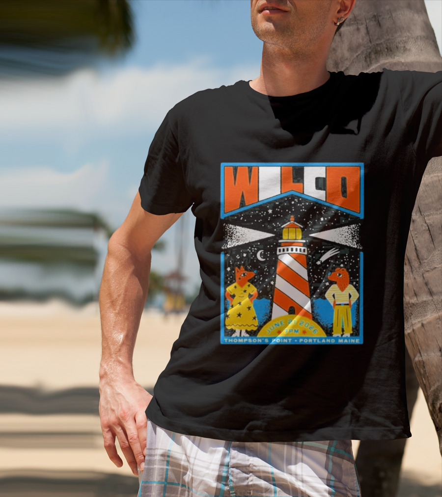 Wilco June 21 2026 Thompson's Point Portland Maine Lighthouse Concert Tour T-Shirt