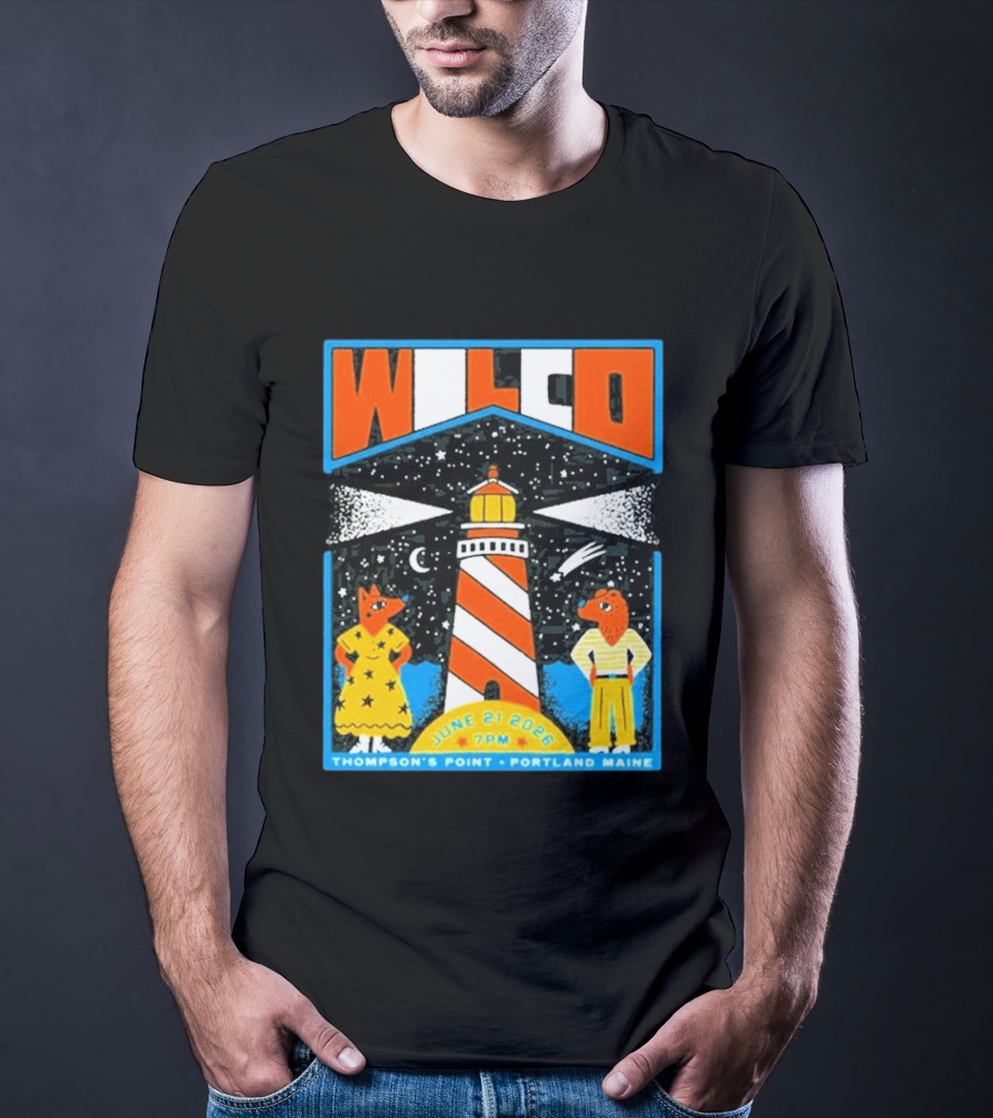Wilco June 21 2026 Thompson's Point Portland Maine Lighthouse Concert Tour T-Shirt