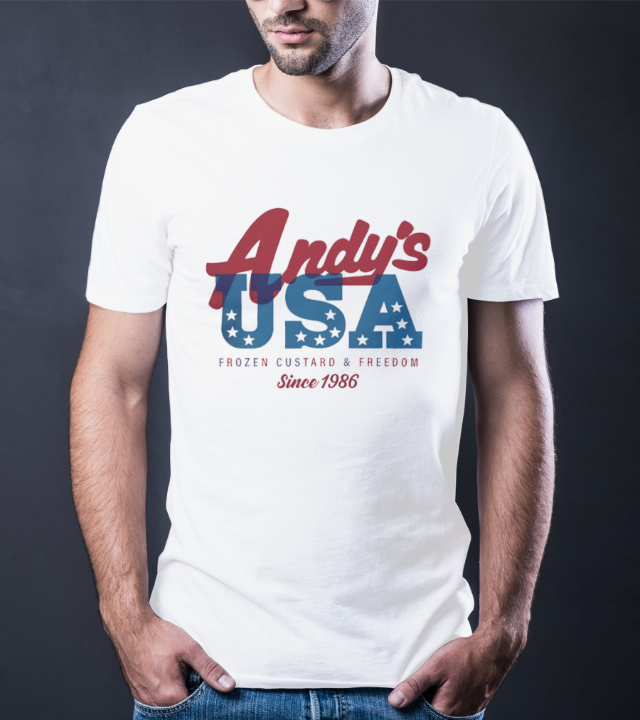 Andy's USA Frozen Custard And Freedom Patriotic Stars Since 1986 T-Shirt