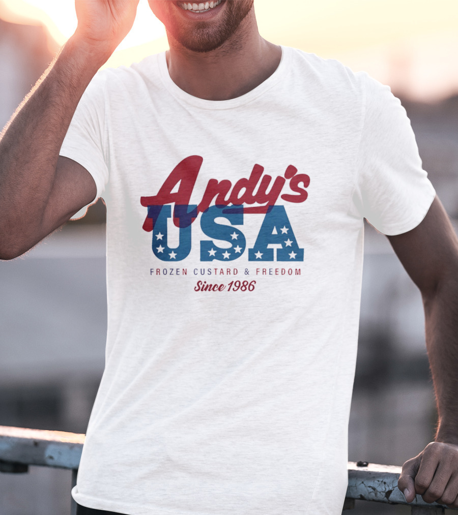 Andy's USA Frozen Custard And Freedom Patriotic Stars Since 1986 T-Shirt