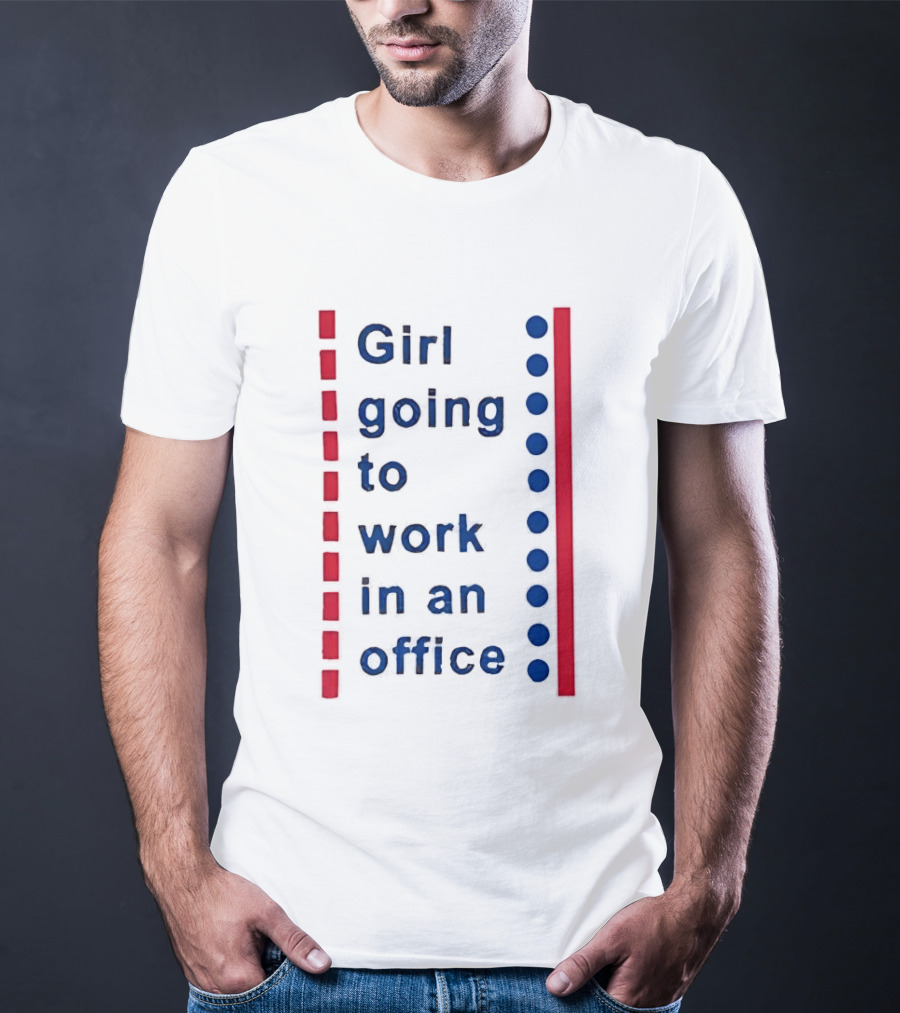Girl Going To Work In An Office Text With Red And Blue Lines And Dots T-Shirt