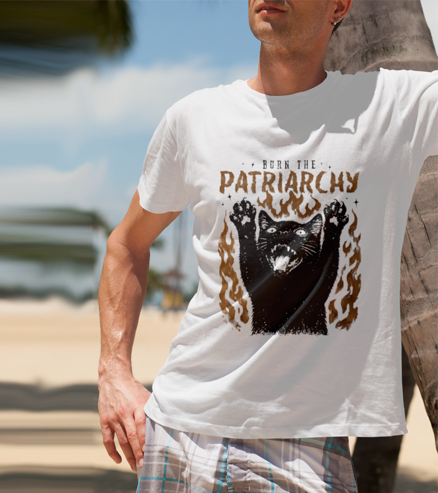 Burn The Patriarchy Feminism Cat Empowerment T-Shirt