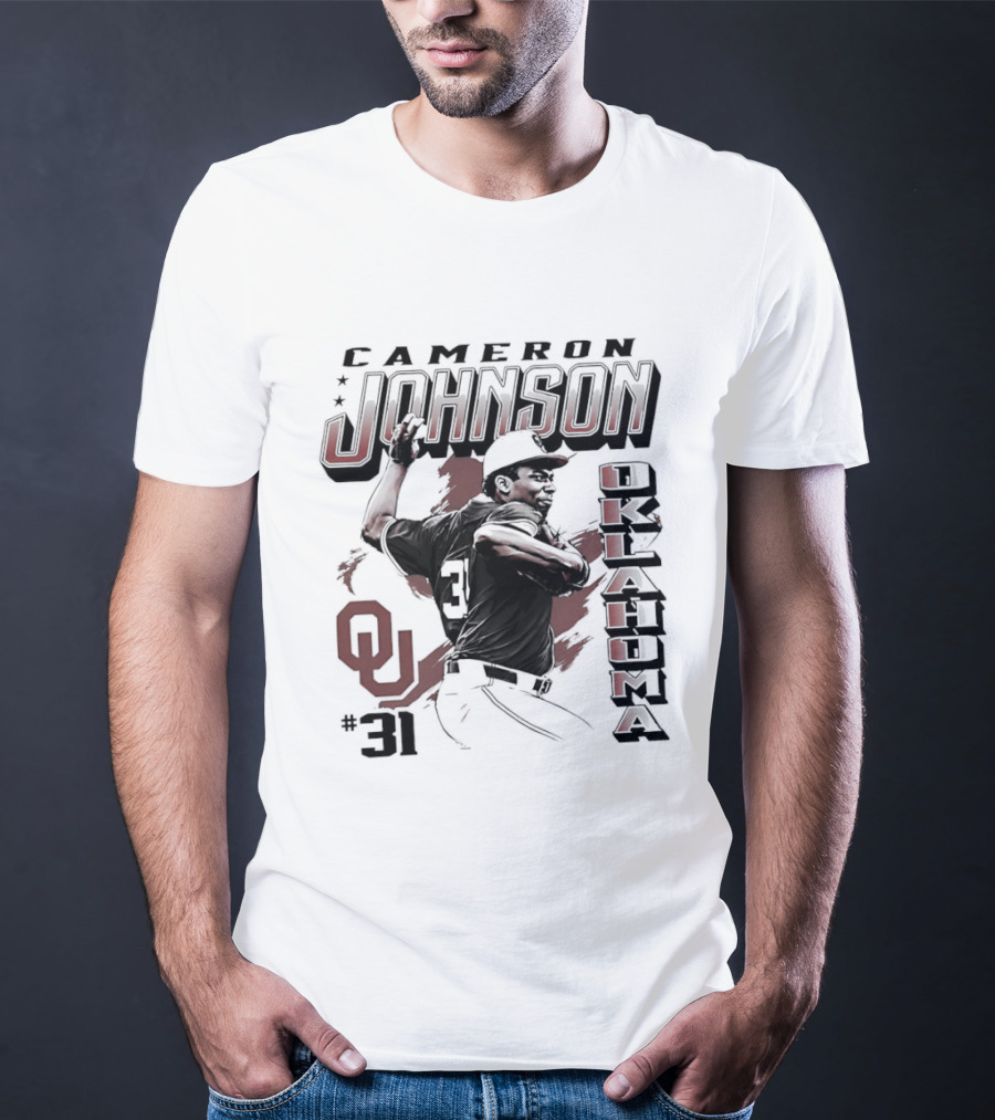 Cameron Johnson 31 Oklahoma Sooners Pitcher OU Baseball T-Shirt