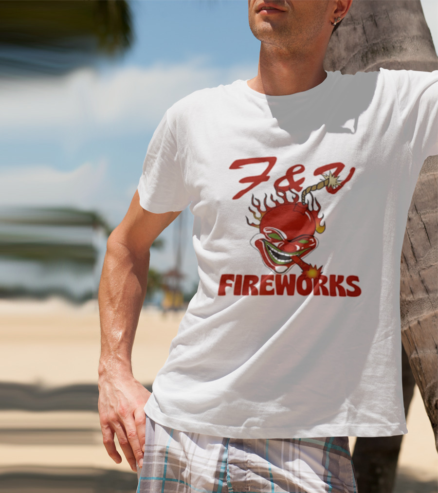 F And V Fireworks Explosive Red Joker Face With Lit Fuse T-Shirt
