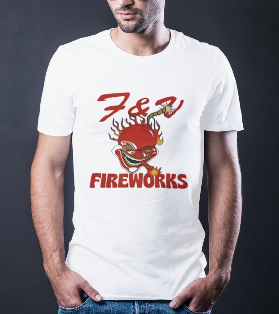 F And V Fireworks Explosive Red Joker Face With Lit Fuse T-Shirt