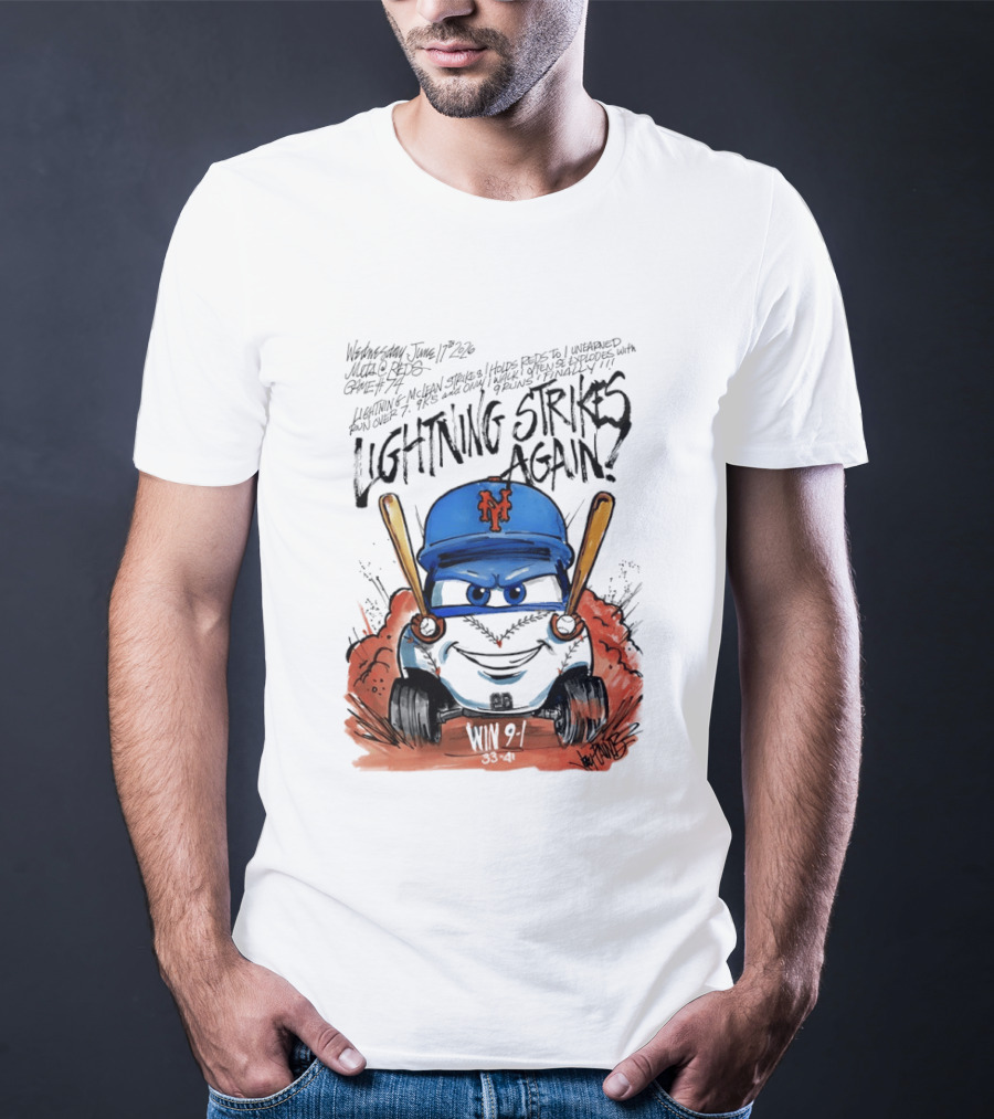 Mets Nolan McLean Baseball Lightning Strikes Again June 17 NYC T-Shirt