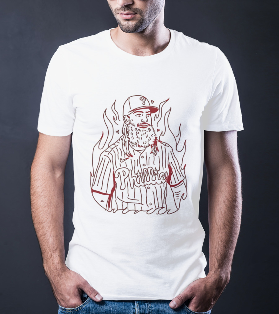 Philadelphia Phillies Brandon Marsh Fiery Sketch T-Shirt