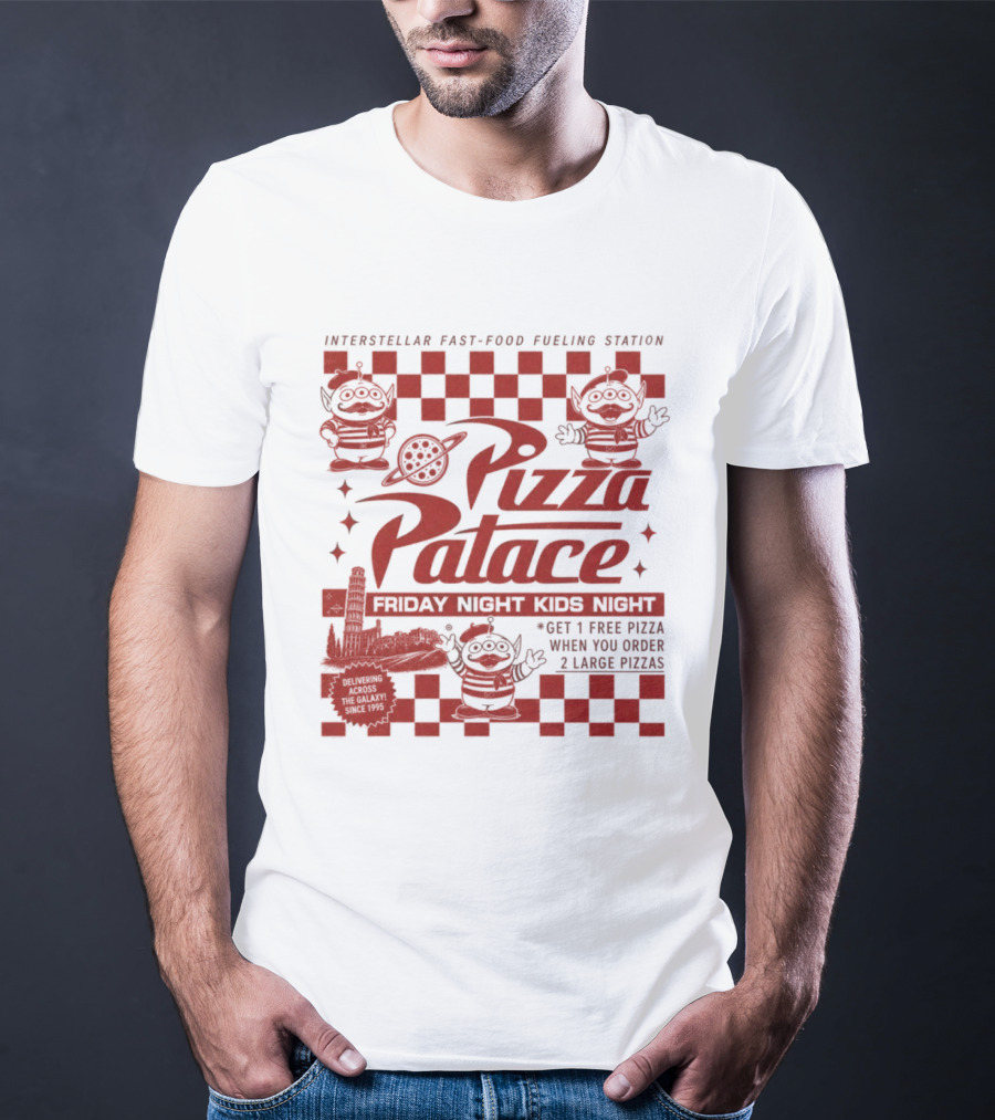 Pizza Palace Skeeball Fast Food Arcade Person Get 1 Free Pizza T-Shirt