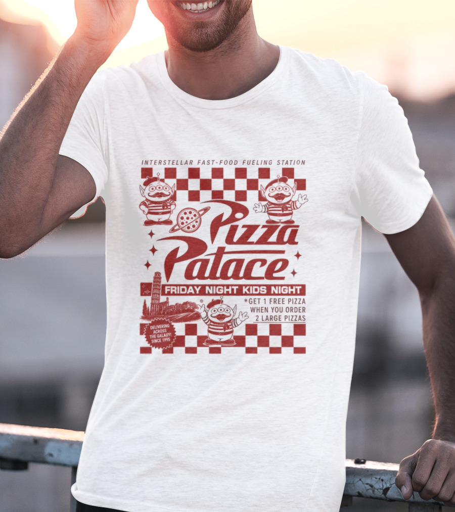 Pizza Palace Skeeball Fast Food Arcade Person Get 1 Free Pizza T-Shirt