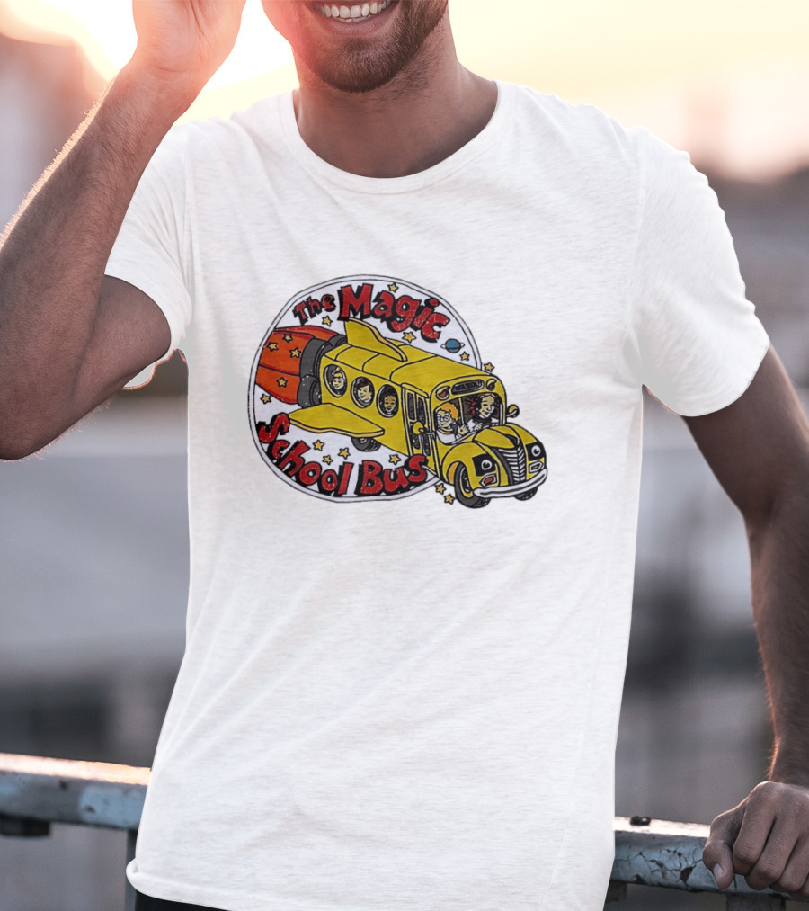 The Magic School Bus Ms Frizzle Arnold Class Characters Cartoon Rocket Bus T-Shirt