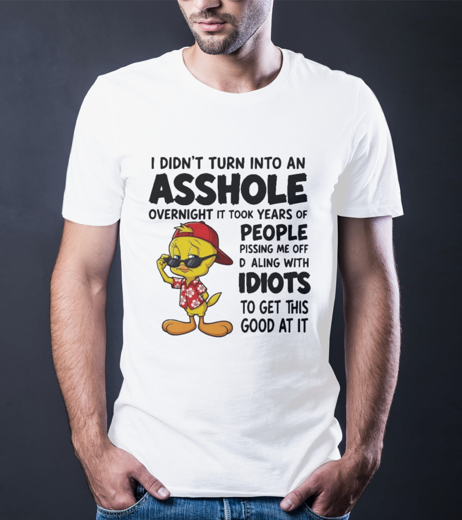 Tweety Bird I Didn't Turn Into An Asshole Overnight It Took Years Of People Pissing Me Off Dealing With Idiots T-Shirt