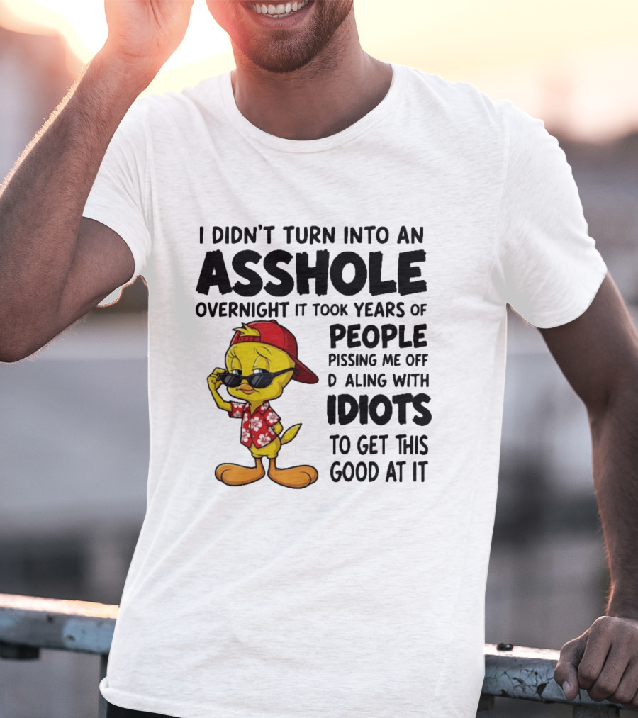 Tweety Bird I Didn't Turn Into An Asshole Overnight It Took Years Of People Pissing Me Off Dealing With Idiots T-Shirt