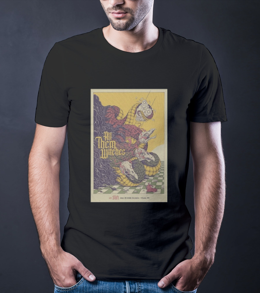 All Them Witches Slift June 29 2026 Olympia Paris FR Serpent Creature Checkerboard T-Shirt