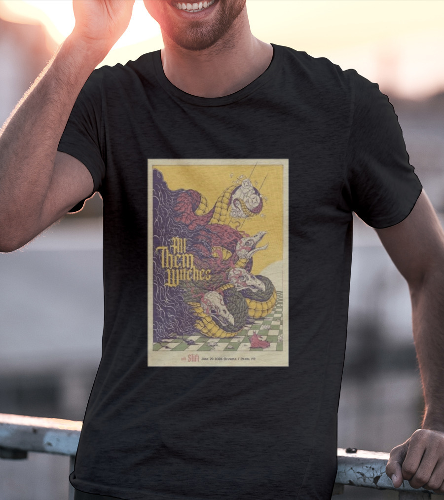 All Them Witches Slift June 29 2026 Olympia Paris FR Serpent Creature Checkerboard T-Shirt