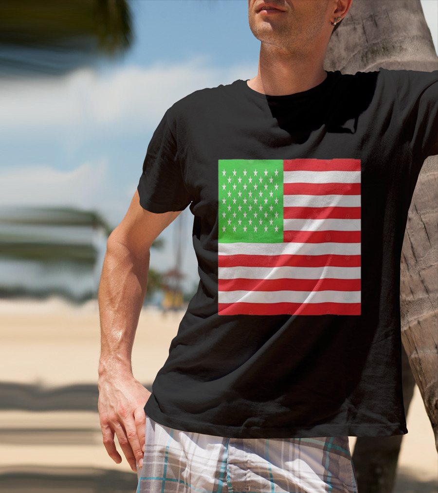 American Flag Green And Red Color Variant Stars And Stripes T-Shirt