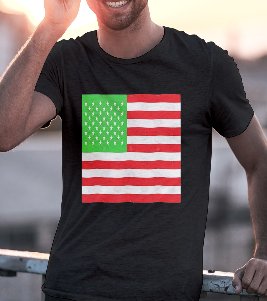 American Flag Green And Red Color Variant Stars And Stripes T-Shirt