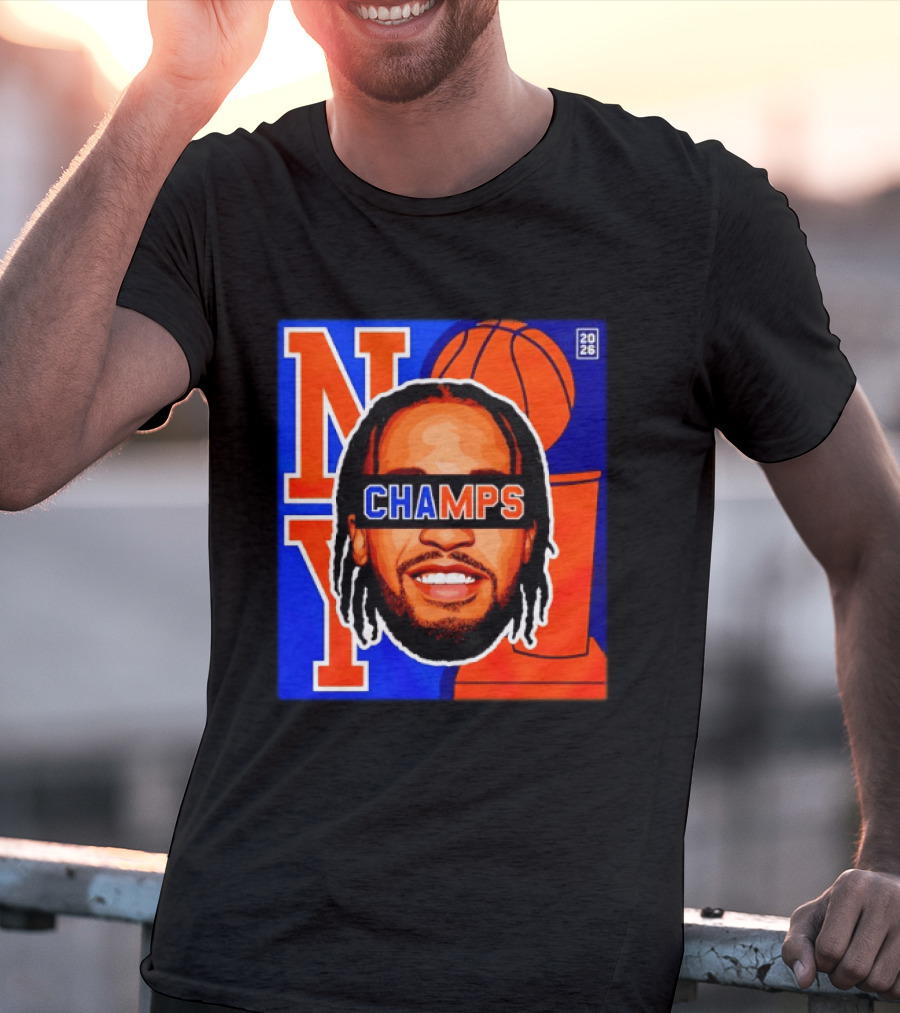 Jalen Brunson New York Knicks 2026 Champs Big Head NBA Basketball T-Shirt