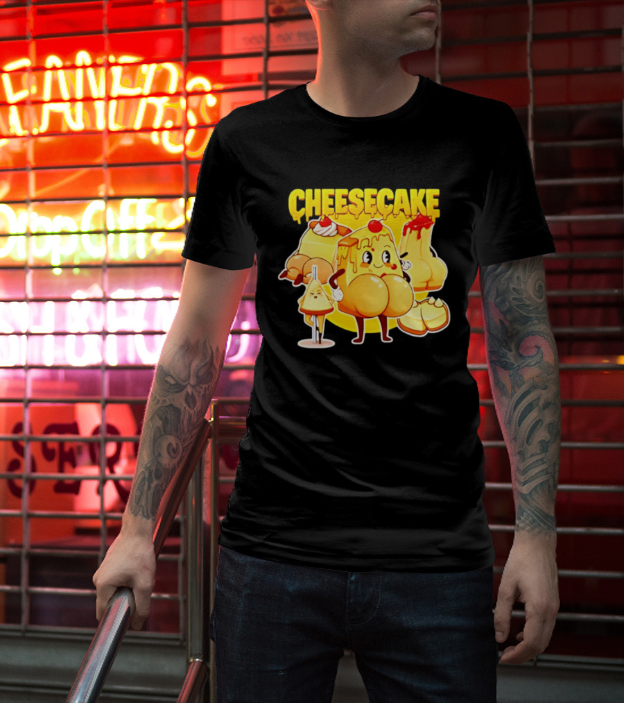 Cheesecake Delicious Cartoon Characters With Cherry And Whipped Cream T-Shirt