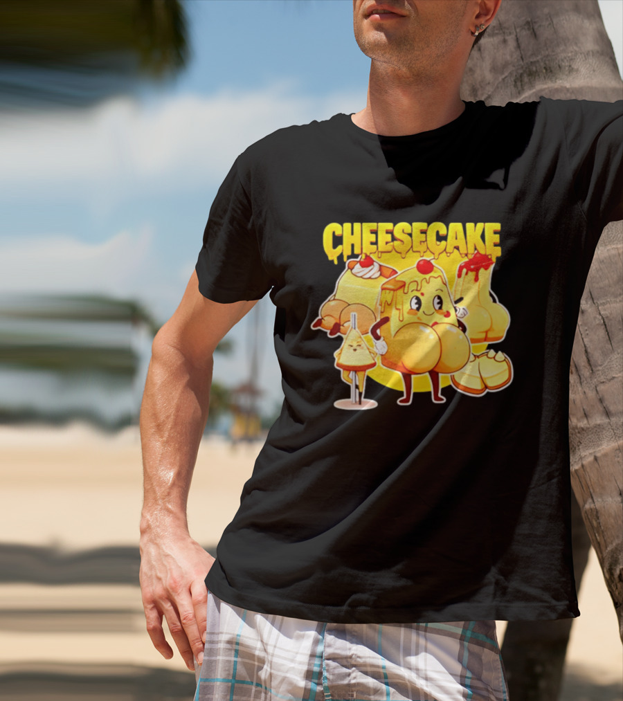 Cheesecake Delicious Cartoon Characters With Cherry And Whipped Cream T-Shirt